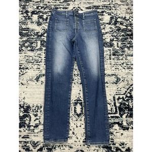 Anthro AG Adriano Goldschmied Women's 28 Vintage Stevie Ankle Button Up Jeans